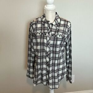 cAbi Plaid and Floral Shirt Size Medium